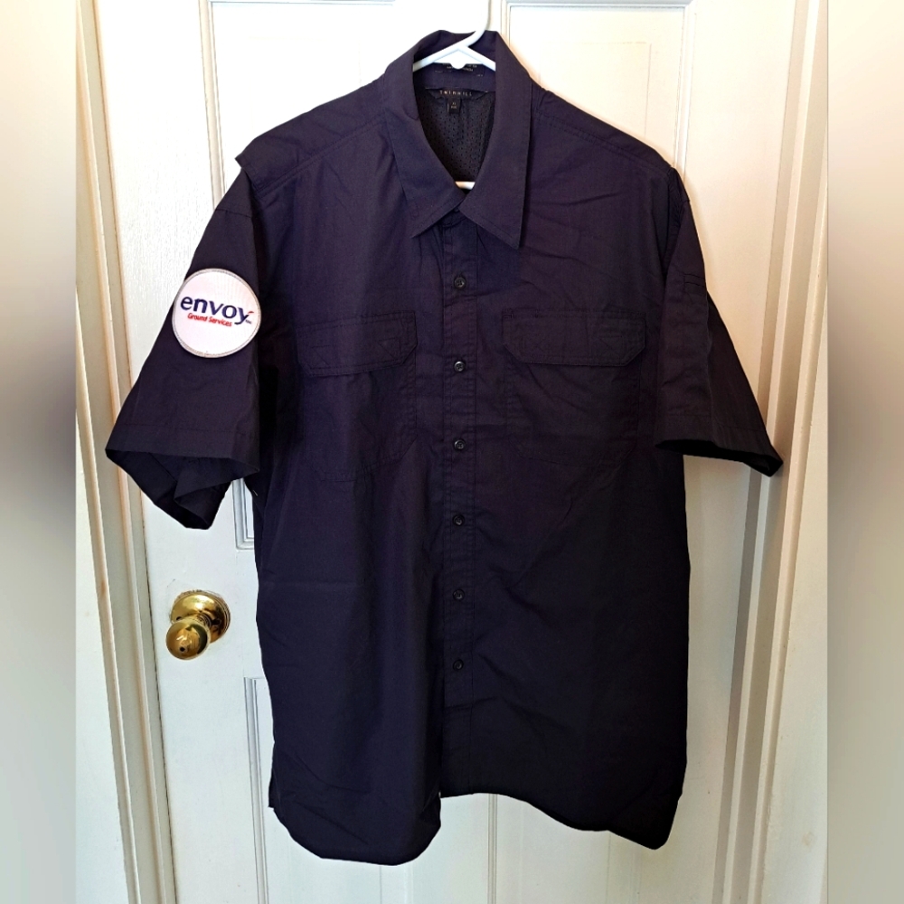 Twinhill Work Shirt XL Reg Navy Short Sleeve Water Resist Envoy Grd Serv